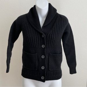 Madewell Shawl Collar Ribbed Cardigan Sweater Merino Wool Black